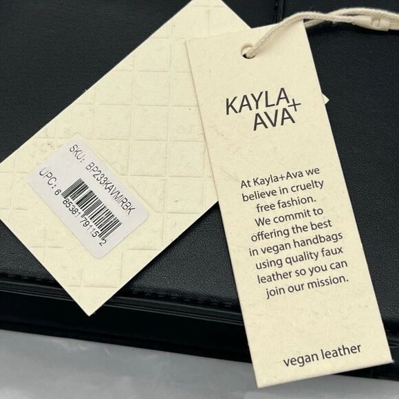 Kayla + Ava Women's Black Miranda Vegan Leather Crossbody/Shoulder Bag - Picture 3 of 7